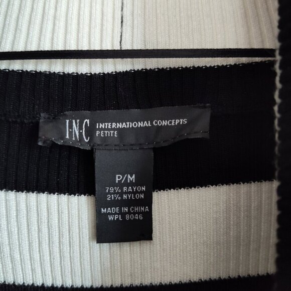 Ladies SZ PM Inc Black/Cream Cowl Neck Stripe Short-Sleeve Tunic … - Picture 3 of 3
